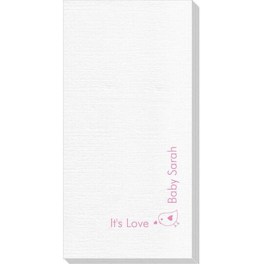 Corner Text with Baby Bird Design Deville Guest Towels